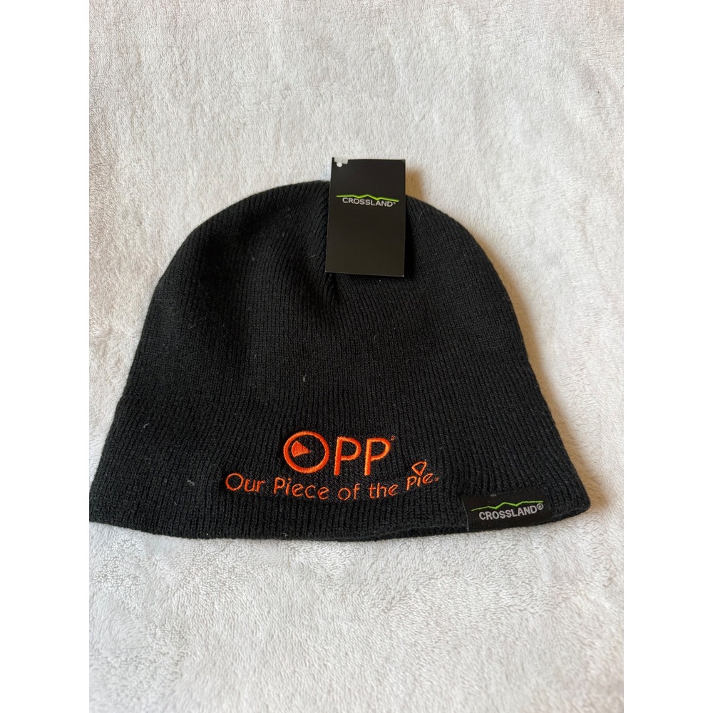 Crossland Beanie Unisex OSFM Black New OPP Our Piece of the Pie Embroidered Hat
